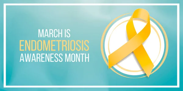Concepto de mes de conciencia de endometriosis. Banner con conocimiento de cinta amarilla y texto. Ilustración vectorial — Vector de stock