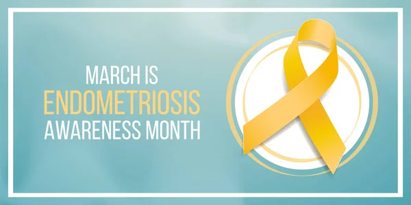 Concetto di mese di consapevolezza dell'endometriosi. Banner con nastro giallo consapevolezza e testo. Illustrazione vettoriale Vettoriali Stock Royalty Free