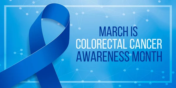 Consciência do Câncer Colorretal Conceito do mês. Modelo de banner com fita azul e texto. Ilustração vetorial Gráficos Vetores