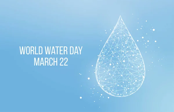 Concetto giornata mondiale dell'acqua. Modello di banner con bassa goccia d'acqua poli incandescente. Illustrazione vettoriale Vettoriale Stock