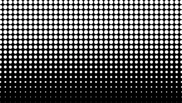 Retro-Halbton-Gefälle aus Punkten. Monochromer weißer und schwarzer Halbtonhintergrund mit Kreisen. Vektorillustration — Stockvektor