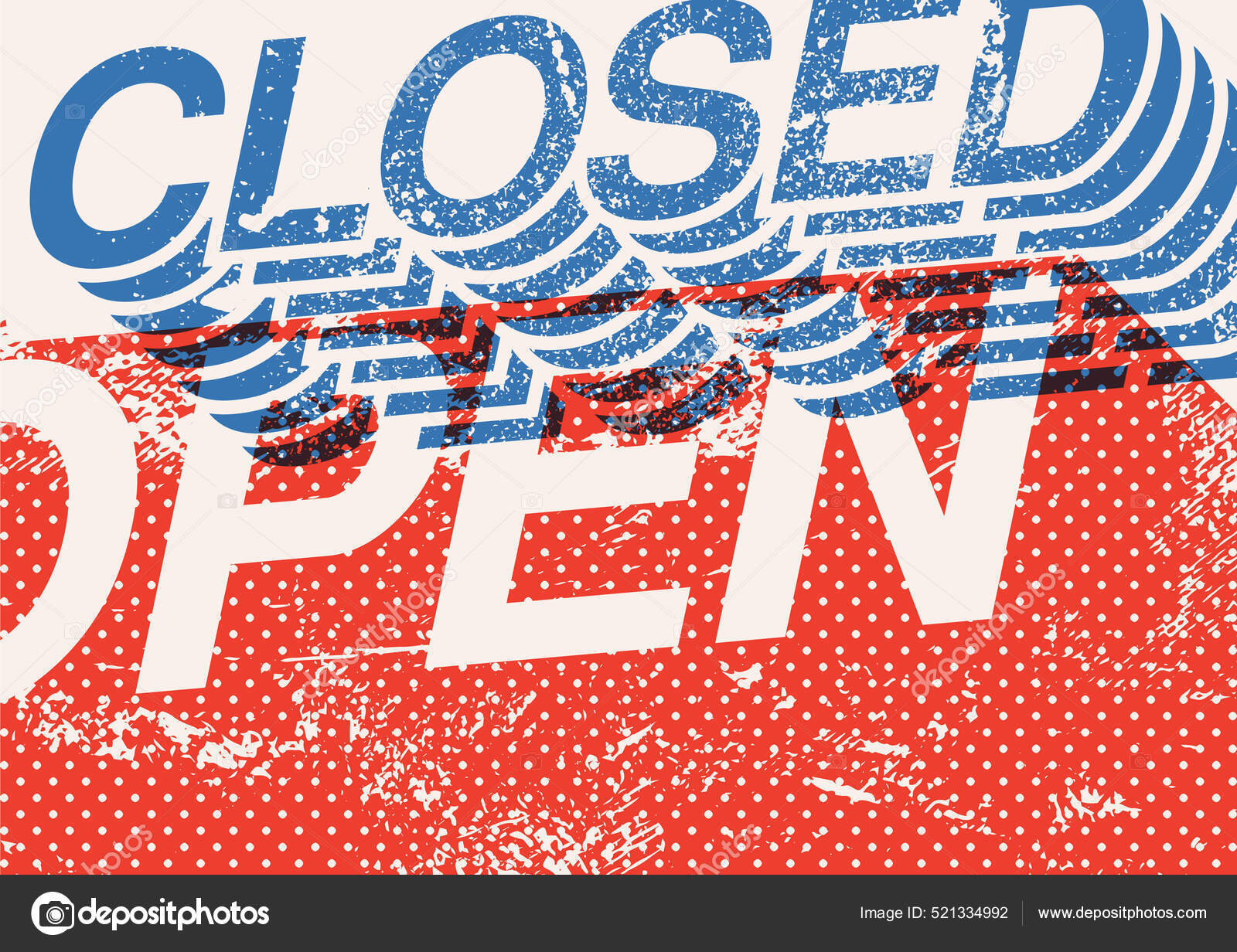 Open Closed Door Sign Typography Vintage Grunge Style Poster Retro