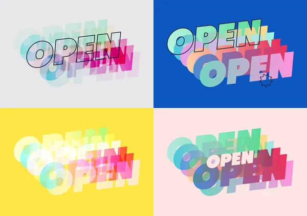 Doe Deur Open Vier Variaties Van Typografie Moderne Web Stijl — Stockvector