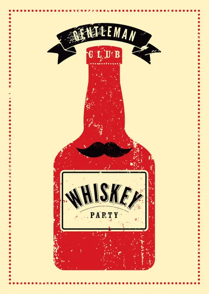 Heren Club Typografische Vintage Grunge Whiskey Party Poster Ontwerp Illustratie — Stockvector