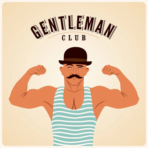 Gentleman Gym Club Poster Tipografico Vintage Design Con Uomo Forte — Vettoriale Stock