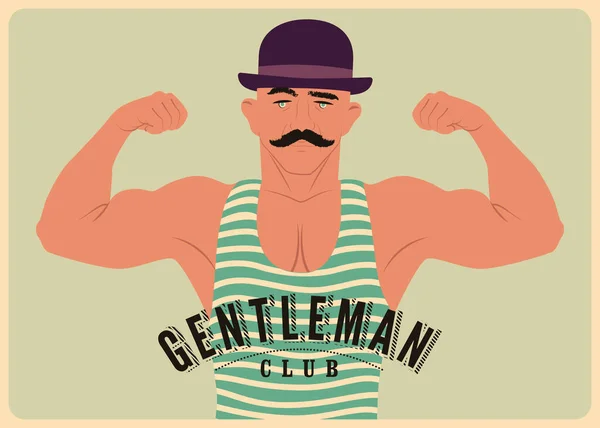 Gentleman Gym Club Poster Tipografico Vintage Design Con Uomo Forte — Vettoriale Stock