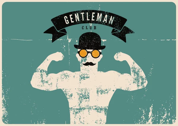 Gentleman Gym Club Tipografico Vintage Grunge Poster Design Con Silhouette — Vettoriale Stock