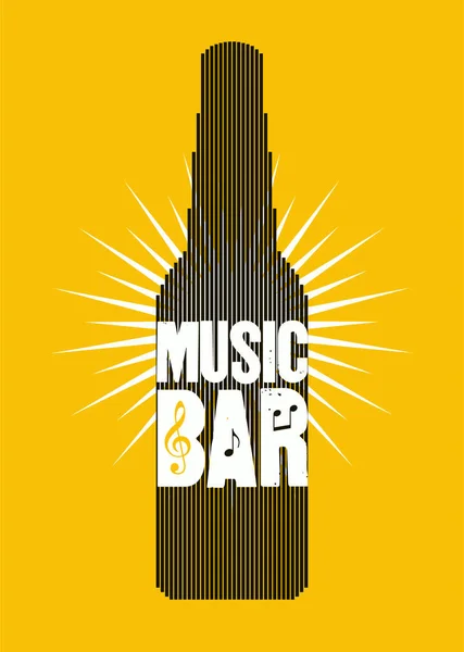 Muziek Bar Poster Ontwerp Met Bier Fles Grafische Equalizer Vectorillustratie — Stockvector