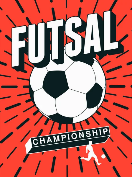 Futsal Championship Poster Logo Emblem Design Soccer Ball Vector Illustration — стоковый вектор
