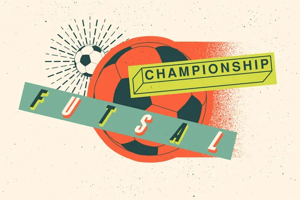 Cartaz Campeonato Futsal Logotipo Design Emblema Bola Futebol Ilustração Vetorial — Vetor de Stock