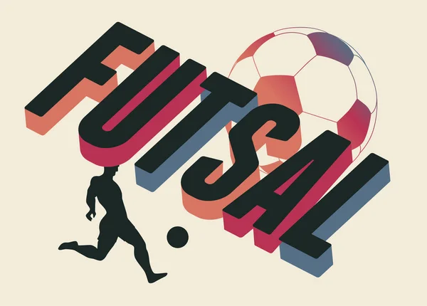 Futsal Poster Logo Embleem Ontwerp Met Bal Speler Vectorillustratie — Stockvector