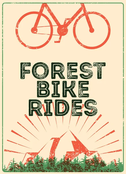 Passeios Bicicleta Florestal Eco Turismo Conceitual Tipográfico Vintage Grunge Estilo — Vetor de Stock