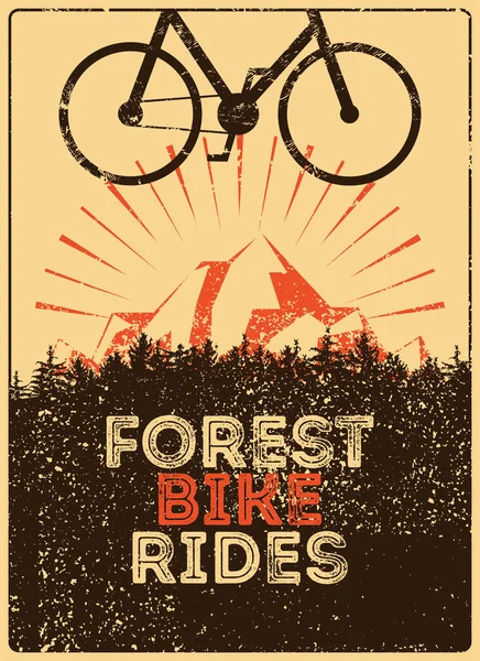 Passeios Bicicleta Florestal Eco Turismo Conceitual Tipográfico Vintage Grunge Estilo — Vetor de Stock