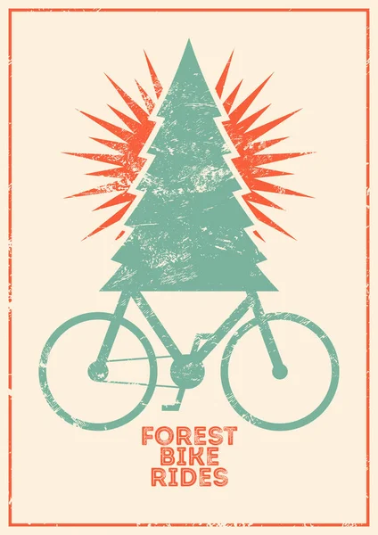 森の自転車に乗る エコツーリズムの概念的なタイポグラフィヴィンテージグランジスタイルのポスター レトロベクトルイラスト ベクターグラフィックス