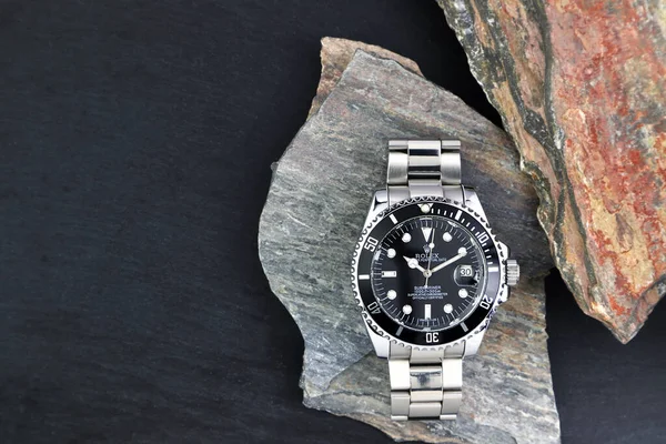 Die Rolex Vintage Armbanduhr Keramiklünette Modell Schwarze Auster Ewiges Submariner — Stockfoto