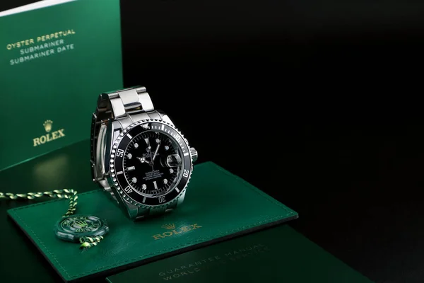 Rolex Vintage Zegarek Ceramiczny Ramka Model Czarny Ostryga Perpetual Submariner — Zdjęcie stockowe