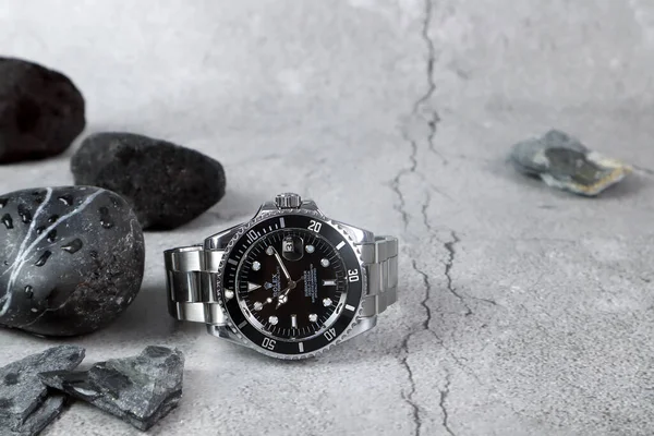 Rolex Vintage Wristwatch Ceramic Bezel Model Black Oyster Perpetual Submariner — Stock Photo, Image