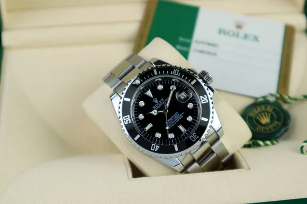 Rolex Vintage Wristwatch Ceramic Bezel Model Black Oyster Perpetual Submariner — стокове фото