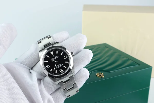 Die Rolex Vintage Armbanduhr Modell Auster Perpetual Explorer Anzeige Ist — Stockfoto