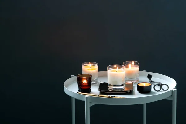 Luxury Lighting Aromatic Scented Candles White Steell Table Lighter Scissor — Photo