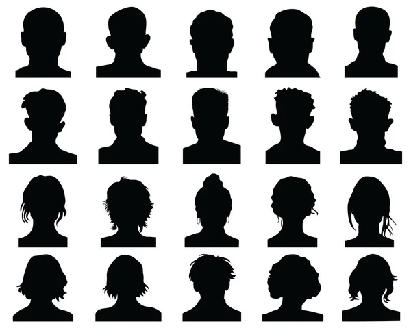 Male Female Head Silhouettes Avatar Profile Icons — Stock Vector