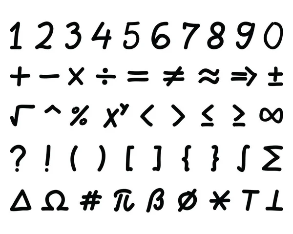 Conjunto Sinais Matemáticos Pretos Mão Desenho Sobre Fundo Branco Vetores De Bancos De Imagens