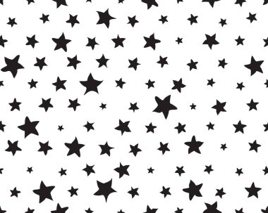 Beyaz arkaplanda siyah yıldızlı pürüzsüz desen