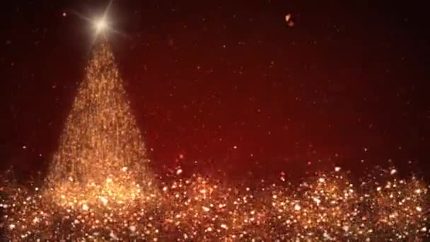 Golden Christmas Tree Particles Leaping Background Loop Включає Ялинку Дощових — стокове відео