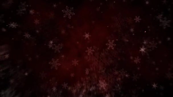 Red Snowflake Rush Background Loop Має Темно Червону Атмосферу Золотими — стокове відео