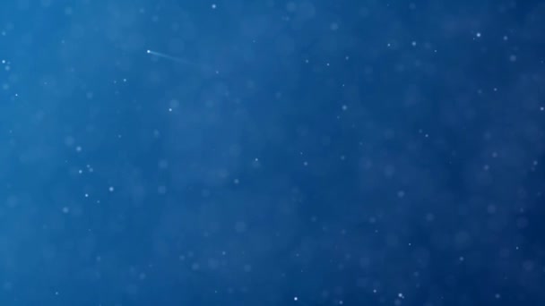Σωματίδια Rising Blue Atmosphere Ακτίνες Φωτός Loop Διαθέτουν Σφαιρικά Λευκά — Αρχείο Βίντεο