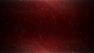 Kırmızı Altın Parçacık Puslu Atmosfer Uçuş Arkaplanı 4K Döngü parçacıkları ve duman koyu kırmızı bir döngü içinde izleyiciye doğru akar