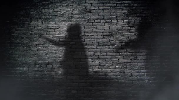 Zombies Marching Shadows Brick Wall Loop Présente Des Ombres Zombies — Video