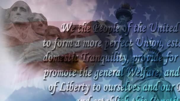 Konstytucja Tekst Patriotyczny Tło Pętla Zawiera Kolaż Patriotycznych Obrazów Wideo — Wideo stockowe