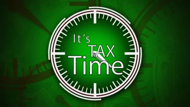 Tax Time Clock Hands Money Loop Voorzien Van Een Klok — Stockvideo