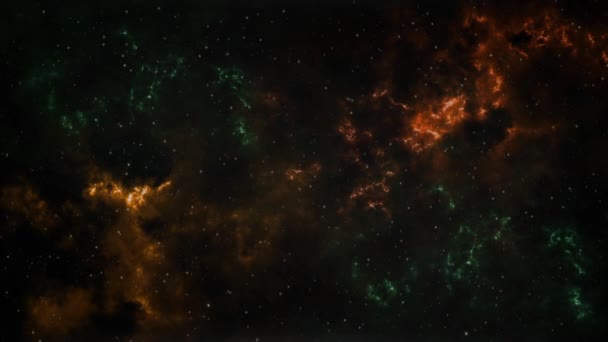 背景为4K环的宇宙金绿相映成趣 它的特色是带着金绿雾状的云彩和闪闪发光的星环的宇宙观 — 图库视频影像
