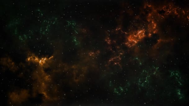 Space Gold Green Stars Bakgrund Loop Har Utsikt Över Rymden — Stockvideo