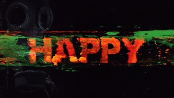 Happy Halloween Horror Glitch Loop Apresenta Texto Halloween Feliz Com — Vídeo de Stock