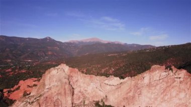 Garden of the Gods Colorado Drone View 3 4K features a view from a drone flying over one of the largest rock formation in Garden of the Gods, Colorado.    