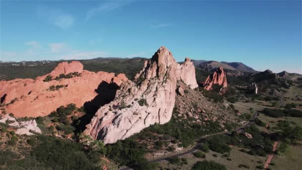 Garden Gods Colorado Drone View Features View Drone Flying Right — Stockvideo