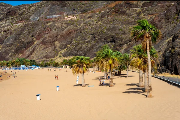 Las Teresitas Strand Egy Napsütéses Napon Santa Cruzban Tenerife Vagyok — Stock Fotó