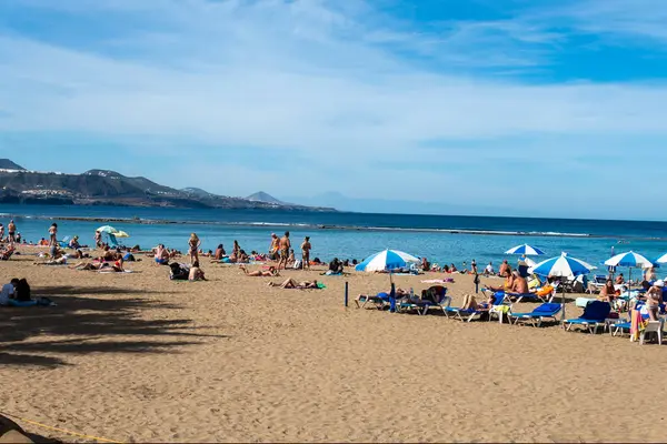 Gran Canaria adasındaki Las Canteras plajı. Kanarya Adaları. İspanya