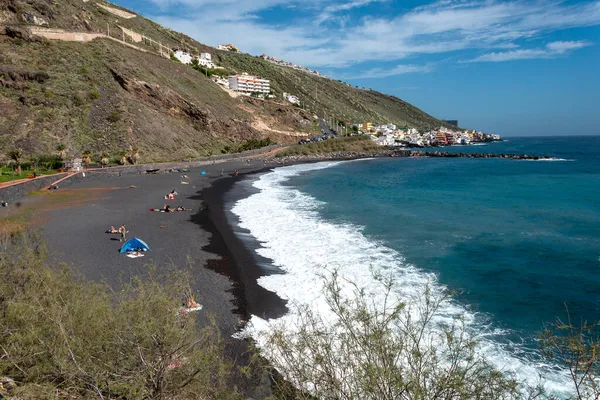 Costa Tenerife Con Spiaggia Sabbia Nera Isole Canarie Spagna — Foto Stock