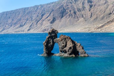 El Hierro Adası, Kanarya Adaları 'ndaki Roque de Bonanza manzarası. İspanya.