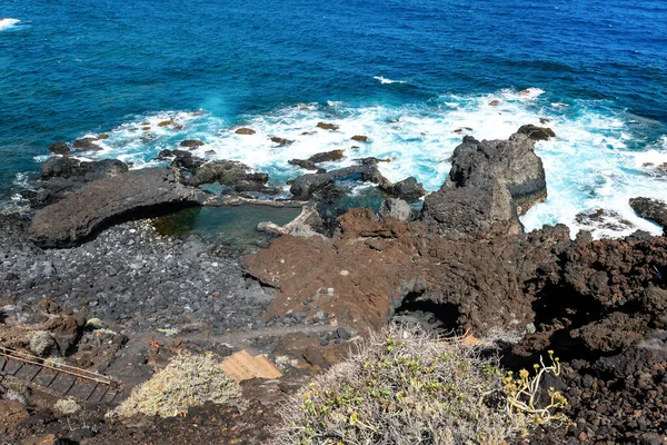 Playa Rocosa Aguas Cristalinas Isla Hierro Islas Canarias España — Foto de Stock