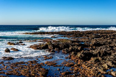 Rocky coast in the north of the island Tenerife on a sunny day. Canary Islands. Spain