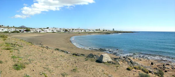 Svart Sandstrand Lanzarote Kanarieöarna Spanien — Stockfoto