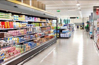 aisle of a modern supermarket. Tenerife. Canary Islands. Spain