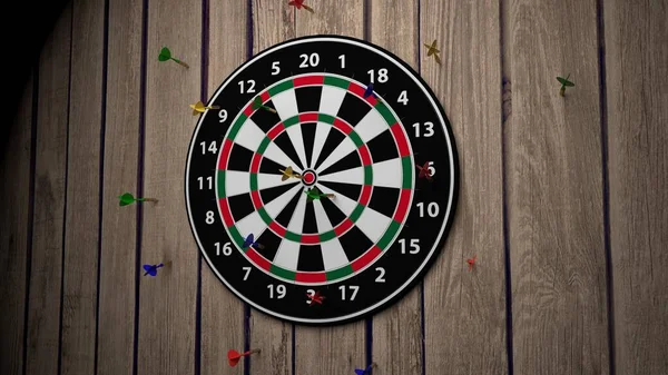 Bir dart oyununun 3 boyutlu illüstrasyonu