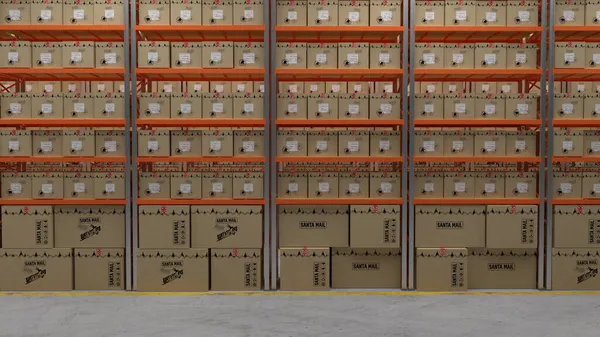 Paketli Noel Baba deposu (3D Görüntü)