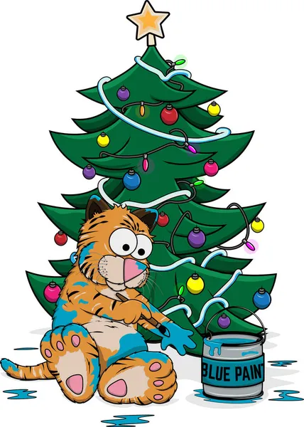   Yeni Yıl Mavi Kaplan Yavrusu (vektör illüstrasyonu)